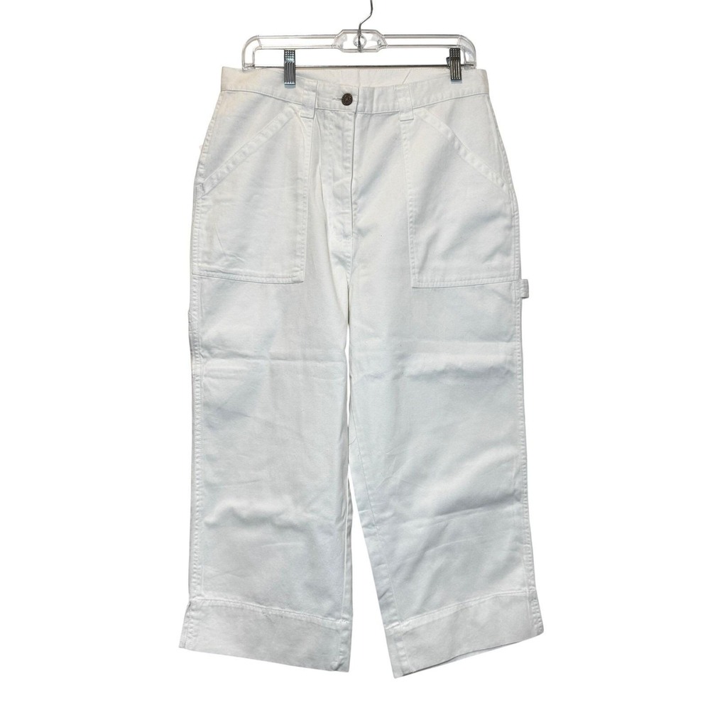 Bill Blass Chinos Womens 12 Classic Khakis White‎ Carpenter Utility NEW Nautical